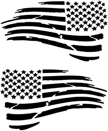 זוג מרופט ויתור על מדבקות דגל אמריקאי מאופק ארהב הוותיקה המראות | שחור | מיוצר בארהב על ידי Stick This!